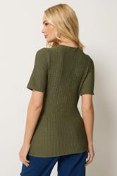 M&Co Khaki Green Textured Wrap Top | M&Co 4