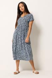 M&Co Petite Black Floral V-Neck Midi Dress | M&Co 1