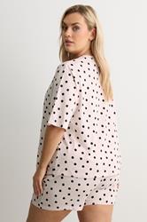 YOURS Plus Size Pink Polka Dot Sleep Tee Top | Yours Clothing 2
