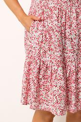 YOURS Plus Size Pink & White Floral Tiered Smock Dress | Yours Clothing 4