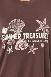 YOURS Plus Size Chocolate Brown 'Summer Treasures' Slogan T-Shirt | Yours Clothing 4