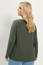 YOURS Plus Size Khaki Green T-Shirt | Yours Clothing 2