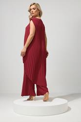 YOURS LONDON Plus Size Red Pleated Set | Yours Clothing 2