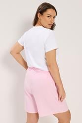 YOURS Plus Size Pink Crinkle Jersey Shorts | Yours Clothing 2