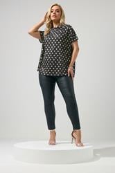 YOURS LONDON Curve Chocolate Brown Polka Dot Drape Shoulder Top 1