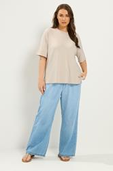 YOURS Plus Size Natural Brown Soft Touch Raglan T-Shirt | Yours Clothing 1