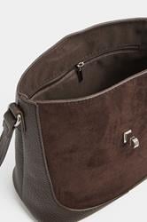 Chocolate Brown Faux Suede Cross Body Bag | Yours Clothing 4