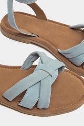 Blue  Faux Leather Cross Over Sandals In Extra Wide EEE Fit | Yours Clothing 4