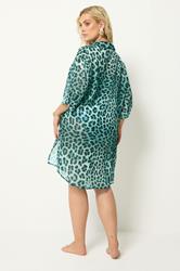 YOURS Plus Size Blue Leopard Print Cover Up | Yours Clothing 2