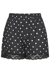 LIMITED COLLECTION Plus Size Black Polka Dot Lace Trim Shorts | Yours Clothing 5