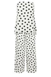 PixieGirl Petite Women's Set White Polka Dot Bandeau Top & Wide Leg Trousers | PixieGirl 8