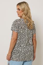 YOURS Plus Size Cream Leopard Print Short Sleeve Top | Yours Clothing 2