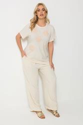 YOURS Plus Size Cream Daisy Applique T-Shirt | Yours Clothing 1