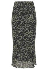M&Co falda larga de malla con estampado abstracto verde caqui