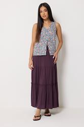M&Co Petite Berry Purple Crinkle Maxi Skirt | M&Co 1
