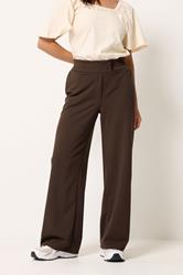 PixieGirl Petite Women's Chocolate Brown Scuba Button Trousers | PixieGirl 1