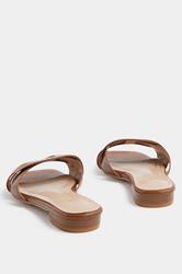 LTS Brown Twisted Block Mule Sandals In Standard Fit | Long Tall Sally 5