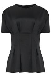 LTS Tall Black Pleated Detail Top