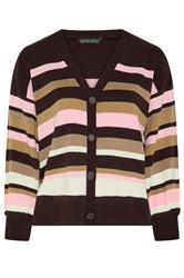 LIMITED COLLECTION Plus Size Chocolate Brown Stripe Cardigan | Yours Clothing 1