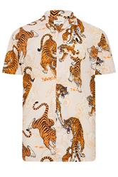 JACK & JONES Big & Tall Cream Tiger Print Resort Shirt | Badrhino 2