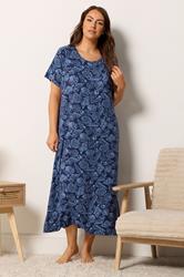YOURSET Plus Size 2 PACK Blue Star & Shell Print Midaxi Nightdresses | Yours Clothing 4