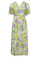 YOURS LONDON groene wikkeljurk met bloemenprint