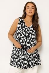 YOURS Plus Size Black Abstract Pleat Vest Top  |Yours Clothing 3