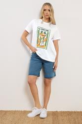 LTS Tall Women's White Martini Graphic Cotton Oversized T-Shirt | Long Tall Sally 4