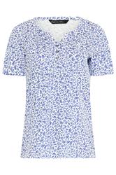 M&Co 2 PACK Navy Blue & White Floral Cotton Henley Tops | M&Co 8