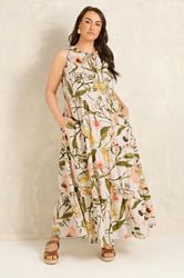 EVANS Plus Size Natural Floral Print Cotton Sundress | Evans 1