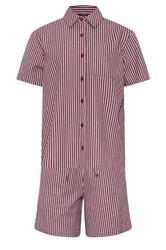 LTS Tall Women's Set Burgundy Red Stripe Cotton Shirt & Shorts | Long Tall Sally 7