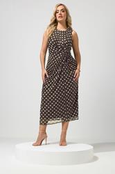 YOURS LONDON Plus Size Chocolate Brown Polka Dot Dress | Yours Clothing 3