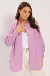 YOURS Plus Size Pink Stripe Button Through Shirt | Yours Clothing 1