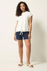 M&Co Navy Blue Cotton Poplin Shorts | M&Co 1