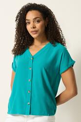 M&Co Teal Green Button Front Blouse | M&Co 3