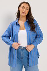 YOURS Plus Size Blue Stripe Button Through Shirt | Yours Clothing 2