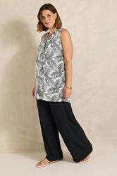 EVANS Plus Size Ivory White Palm Print Vest Top| Evans 1