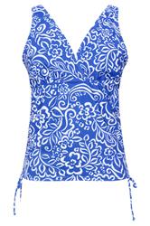 M&Co Blue Floral Print Adjustable Tankini Top | M&Co 3