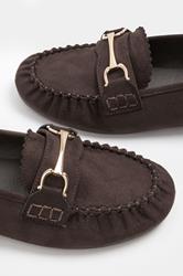 Chocolate Brown Faux Suede Loafers In Wide E Fit | Yours Clothing 5