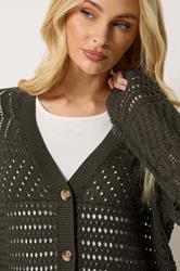 M&Co Chocolate Brown V-Neck Crochet Cardigan | M&Co 4