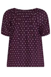 M&Co Berry Purple Dobby Button Up Cotton Blouse | M&Co 2