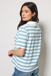 M&Co Blue & White Stripe Cotton Short Sleeve Polo Shirt | M&Co 2