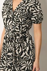 LTS Tall Women's Black & Brown Abstract Button Belted Cotton Midi Dress | Long Tall Sally  4