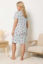 YOURS Plus Size Green Flamingo Placket Nightdress | Yours Clothing 2