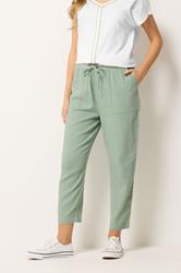 M&Co Sage Green Linen Cropped Trousers | M&Co 3
