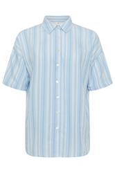 PixieGirl Petite Blue Stripe Cotton Short Sleeve Shirt