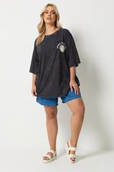 YOURS Plus Size Grey Acid Wash 'Solar Dreams' T-Shirt | Yours Clothing 1
