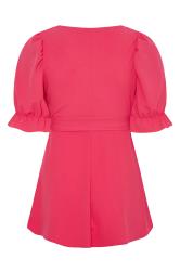 YOURS LONDON Plus Size Hot Pink Sweetheart Peplum Top