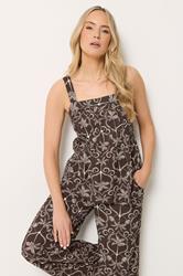 LTS Tall Women's Set Chocolate Brown Palm Linen Vest Top & Wide Leg Trousers | Long Tall Sally 1