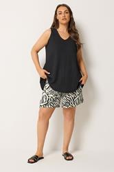 YOURS Plus Size Black Zebra Print Shorts | Yours Clothing 1